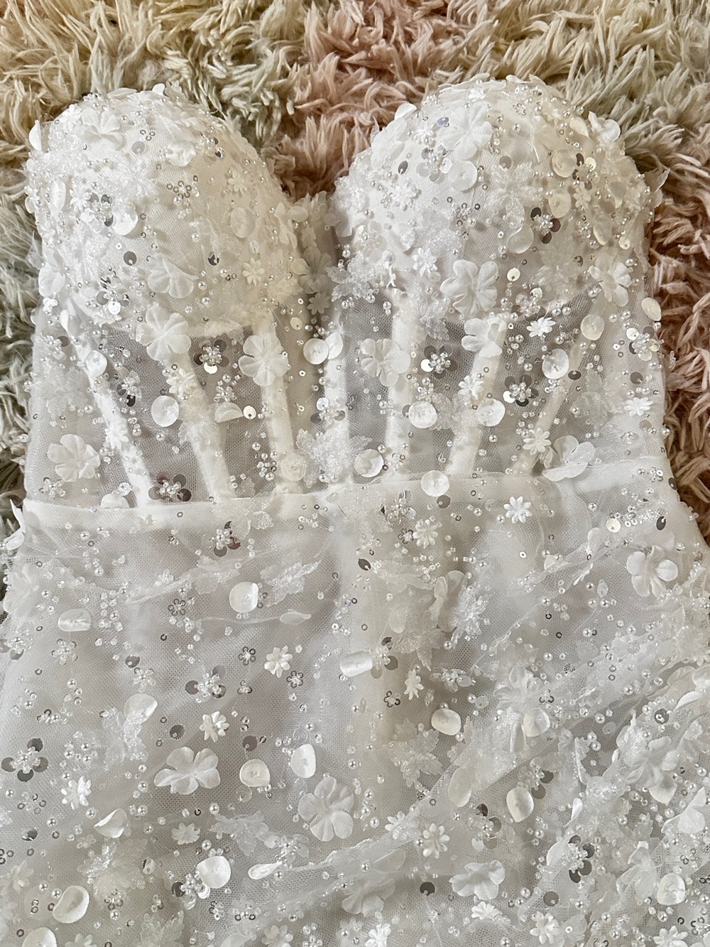 Rosie Etienne Eloise Beaded Flower Lace Wedding Party Limited Edition Dress UK8 - Picture 9 of 14